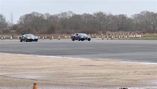 Andy on Instagram: "Getting to know the Bugatti Veyron Grand Vitesse. Interesting match with the 296. Despite the 4wd the Bugatti struggled for traction on the damp runway. Very close unti 100 or so when the Bugattis power shows. Both impressive!! #bugatti #veyron #ferrari #296gtb"