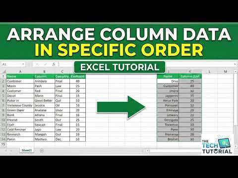 How to arrange the column data in specific order in Excel