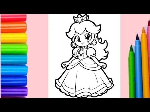 How to draw and color Princess Peach easily for kids
