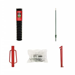3 ft. x 50 ft. Welded Wire, 5 ft. Green Steel T-Post, Post Driver, Fence Clips (25 per Bag) and Fence Puller Combo - The Home Depot