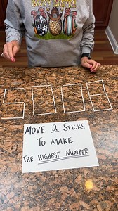 87K views · 328 reactions | Move 2 Sticks to Make the Highest Number! Grandma plays a fun brainteaser. You have to use every part of your brain to figure this out! | Charles Parks | Facebook