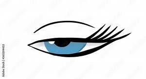 Animated blinking female eye in cartoon style. Seamless loop animation