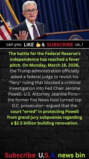 Trump vs. The Fed! Jeanine Pirro Demands Powell Investigation #shorts #USA #NEWS