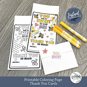 Bee Thank You Card Coloring Page: Sweet as Can Bee (instant Download PDF) - Etsy Canada
