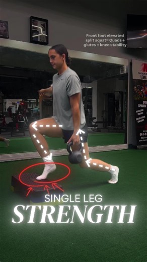 Want stronger legs one side at a time? 🦵🔥 The front-foot elevated split squat combines a deeper range of motion with single-leg strength and control. What this develops: • Quad and glute strength • Single-leg control • Knee stability • Ankle stability • Balance Control the descent, stay balanced, and drive through the working leg. 👉 Follow @myokinetix for more strength, movement, and performance training tips. 🎥 @aryah.fit 📍 Myokinetix Performance & Rehab - East Hanover, NJ 📞 (973) 585-499