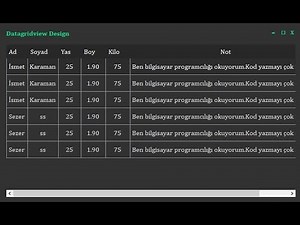 C# Datagridview in Tasarımını Düzenleme