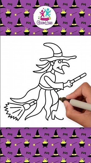 🧙 ¡Cómo dibujar una bruja de Halloween monísima! 🎨✨ #Shorts #drawing