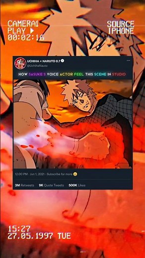 How Sasuke's voice actor feel this scene in studio