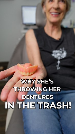 🤯🦷 Why Is She Throwing Her Dentures in the TRASH... 🤯🦷 Meet Berla, who finally decided to ditch her dentures for good. But what prompted this bold move? 🤔 Tired of the hassle and discomfort of dentures, Berla chose permanent teeth in 24 hours for a secure, natural-feeling smile. Now, she's enjoying the freedom to eat, speak, and laugh with confidence. 🦷✨ Watch Berla’s inspiring journey and discover why she’s never looking back. Say goodbye to dentures and hello to a brand-new smile! 🙌 #De