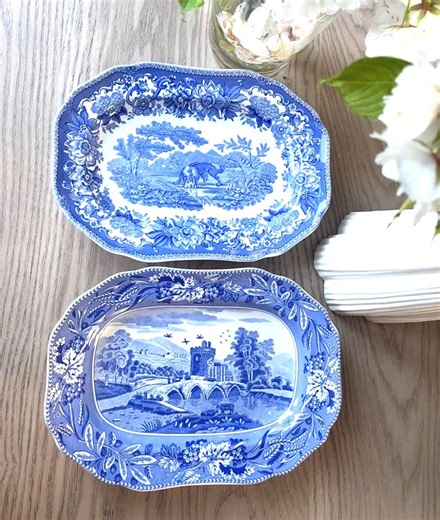 Spode Blue Room Collection Plates Set of 2 Oblong,blue and White Transferware, English China Lucano Plus Aesop's Fables Vintage Wall Decor - Etsy