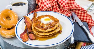 Donut Pancakes with Maple Bacon Sauce - Home & Family