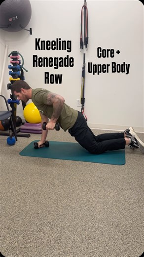 💪 Exercise Spotlight: Kneeling Renegade Row Looking to level up your core stability and upper body strength all in one go? The kneeling renegade row is your new best friend. This move challenges your balance, fires up your core, and gives your back and arms a fantastic workout. Try adding it to your routine and feel the difference in both your stability and your strength! Feel free to tweak it however you like to make the difficulty right for you. 3 sets of 10-12 rows each side (20-24 total) #p