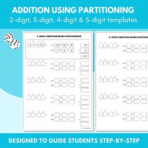 Blank Addition Partitioning Templates (with Examples) | 2-digits to 5-digits