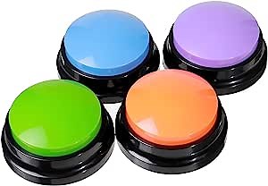 Dog Buttons for Communication, Communication Board for Dogs Cats Pet, Recordable Buttons, Learning Resources,Team Response Buzzer,Game Show and Classroom Buzzer 1set=4pcs