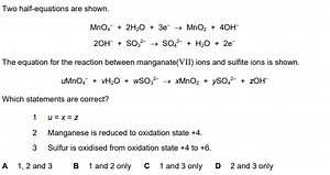 Two half-equations are shown.\begin{array} { c } \mathrm { MnO... | Filo