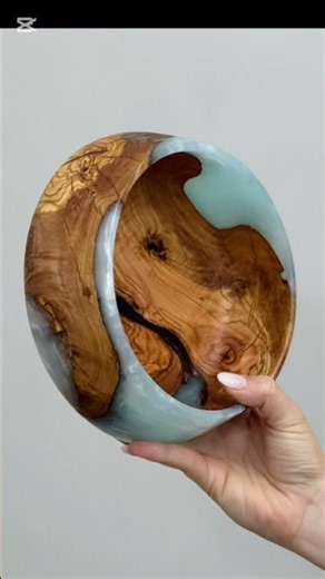 From Olive Wood to Art: Light Blue & White Resin Bowls - Full DIY Process #handmade #woodworking