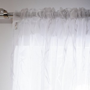 Buy Habitat Sheer Bird Net Pencil Pleat Curtains - White | Curtains | Argos