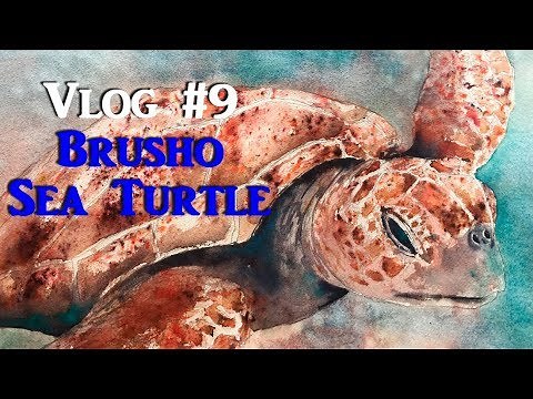 Watercolor & Brusho Painting Tutorial - The Art of Ward Jene Stroud - Vlog #9 Brusho Sea Turtle