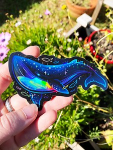 Neon Space Whale Sticker - Holographic, Waterproof Vinyl Art - Etsy
