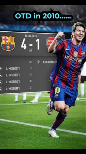 OTD in 2010, Messi scored 4 goals against Arsenal #otd #messi #goat #soccer