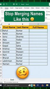 132 reactions · 3 comments | Merze Names in Excel 勞 . . . . #msexcel #exceltips #excelformulas #exceltricks #exceltutorial | Excel.Solution | Facebook