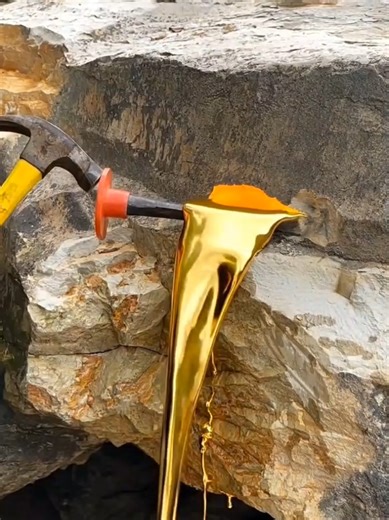 Unbelievable Gold Vein in Solid Quartz Stone