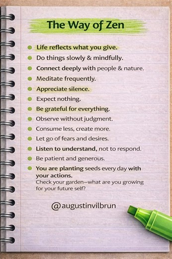 The Way of Zen: 13 Simple Principles for a Peaceful Life In a world full of noise, stress, and constant distractions, the Zen philosophy reminds us of something simple: slow down and live consciously. The way of Zen teaches us to: • focus on one thing at a time • appreciate silence • let go of unnecessary desires • observe life without judgment True peace doesn’t come from controlling everything around you — it comes from mastering your inner world. Which Zen principle speaks to you the most? Co
