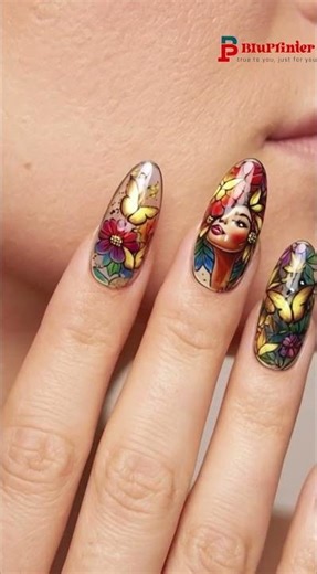 Stained Glass Butterfly Press On Nails #nails #nailart #naildesign #nailinspo