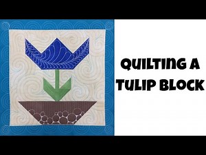 Learn how to Machine Quilt a Patchwork Tulip Block - Beginner Tutorial with Leah Day