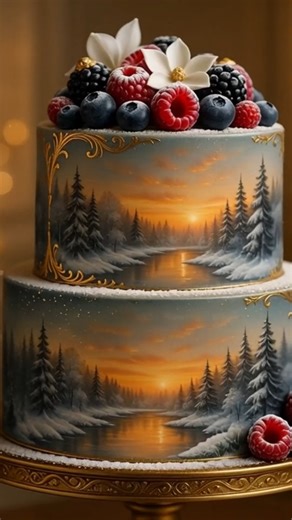 This Cake Looks Like a Painting… But It’s 100% Edible ❄️✨ #LuxuryCake #WinterBaking #CakeArt #EdibleMasterpiece #ReelsFood #globalreels | Tasty Cakes