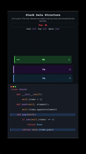 Push & Pop 🔥 #datastructures #python #short @ilovealgorithms
