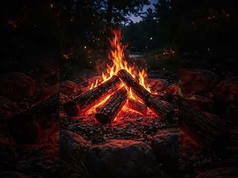 4K Cinematic Campfire 🔥 Dramatic Red Flames & Night Firelight Ambience