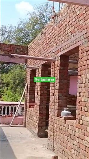 guest/sitting hall big size out side of house 🏠 #redbricks #stoneart #guestroommakeover