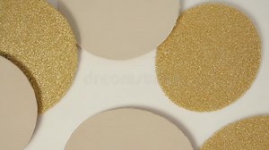 Elegant Gold and Beige Textured Circles on White Background Stock Footage - Video of glitter, composition: 391069372