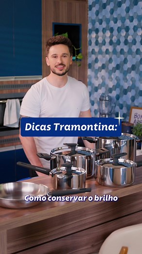 Aço Inox brilhando sem segredo! ✨​ Aprenda como manter o brilho por muito mais tempo e conservar suas panelas de aço inox Tramontina do jeito certo.​ ​ #tramontina #limpeza #panelasinox #cozinha​