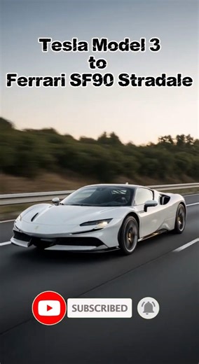 Tesla Model 3 Transforms Into Ferrari SF90 🤯 5 Sec Morph