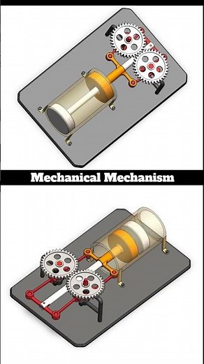 Air compressor with two coaxial pistons📌#piston #3d #solidworks