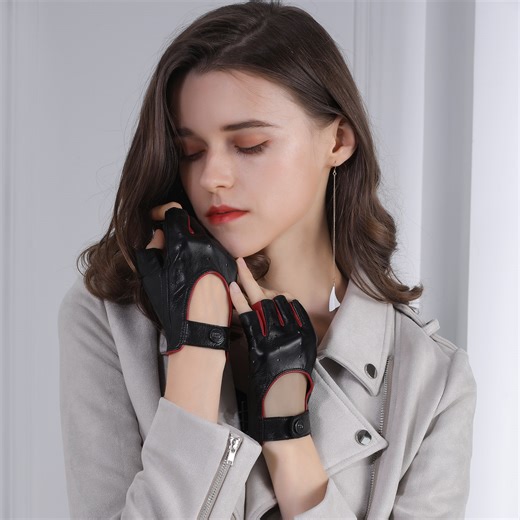 Watch women fingerless leather gloves on Amazon Live