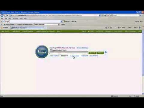 Cinahl Lesson 1 - Search strategies for Nurses