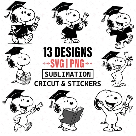 Snoopy Graduation SVG PNG Bundle, Class of 2026 SVG, Graduation Dog Clipart, Senior Grad Cricut Files, Sublimation Shirt Design - Etsy