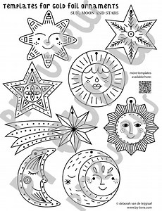 Printable Gold Foil Stars, Sun and Moon Templates – DIY Christmas Embossing Craft | Digital Download - Etsy