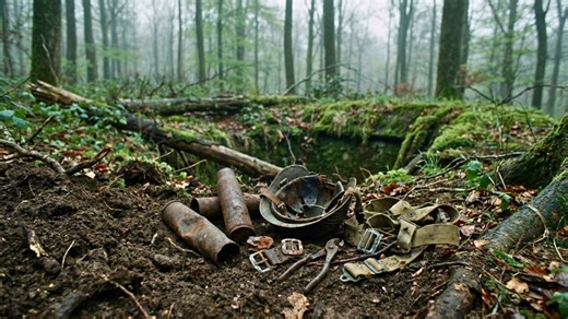 Old gun positions reveal British and German wartime equipment