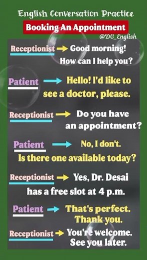 Booking An Appointment | Receptionist And Patient | English Conversation Practice