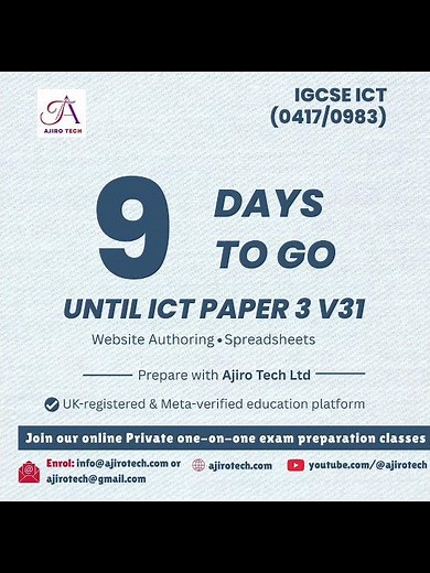 ⏳ 9 Days to IGCSE ICT (0417/0983) Paper 3 Practical Exam | Spreadsheets & Website Authoring