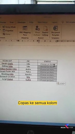 Cara Memasukkan Drop Down List di Microsoft Word