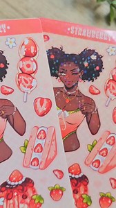 Treat Girls Strawberry Sticker Sheet | Fruit | Polco Stickers | Deco | Cute Stickers | Black Girl | Journaling - Etsy