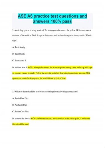 Ase A6 Electrical Electronic Systems CertificATIon TEST BANK 2025 2026 Practice