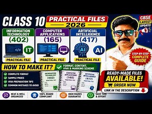 Class 10 Practical Files 2026 | IT (402), Computer Applications (165) & AI (417) | Ready-Made Files