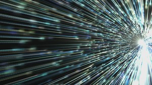 Rear view of a light speed trip in space - Free Stock Video