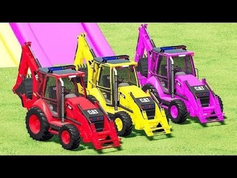 TRANSPORTATION, HARVESTING GRASS With Cat Backhoe Loaders! Farming Simulator 22